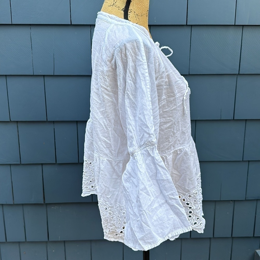 🤍🤍🤍RD Style white cotton large blouse top eyelet boho - Picture 3 of 9